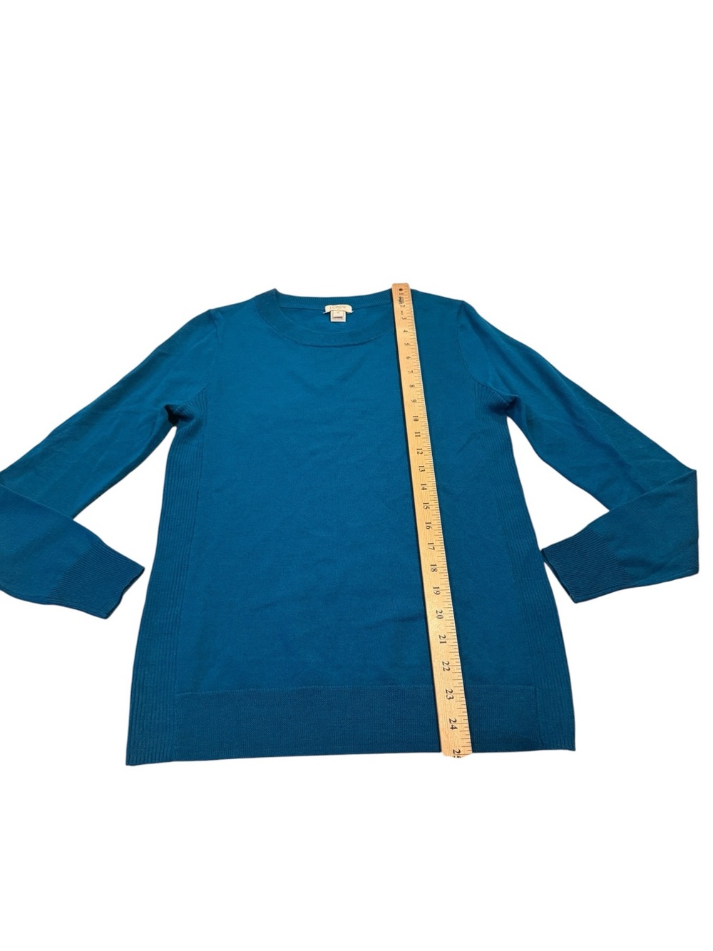 J Crew Peacock Blue Crewneck Lightweight Merino Wool Blend Sweater XS - Picture 11 of 13